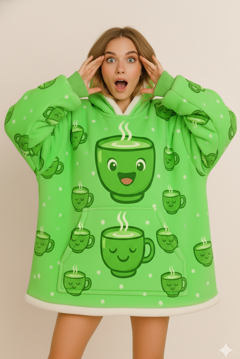 woozies™ Orginal - Giant Thick Fluffy Maccha Cup Hoodie Blanket