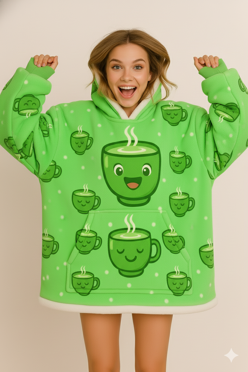 woozies™ Orginal - Giant Thick Fluffy Maccha Cup Hoodie Blanket