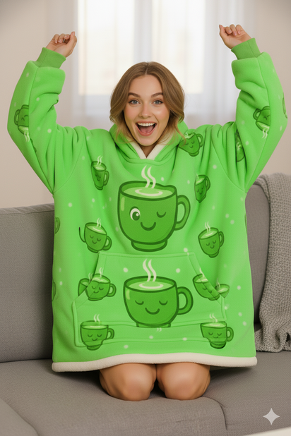 woozies™ Orginal - Giant Thick Fluffy Maccha Cup Hoodie Blanket