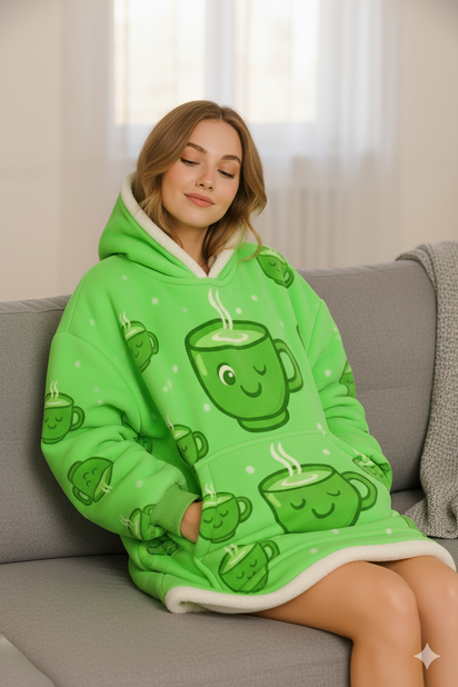 woozies™ Orginal - Giant Thick Fluffy Maccha Cup Hoodie Blanket