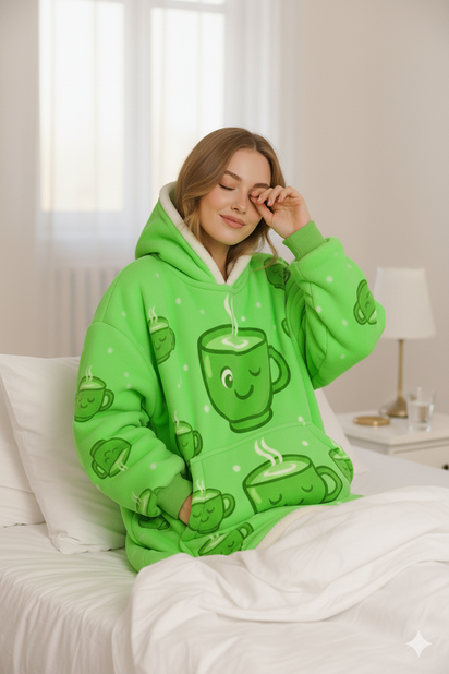 woozies™ Orginal - Giant Thick Fluffy Maccha Cup Hoodie Blanket