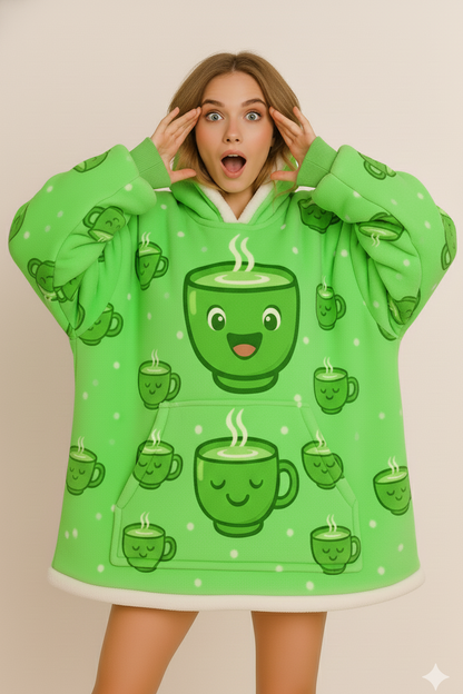 woozies™ Orginal - Giant Thick Fluffy Maccha Cup Hoodie Blanket