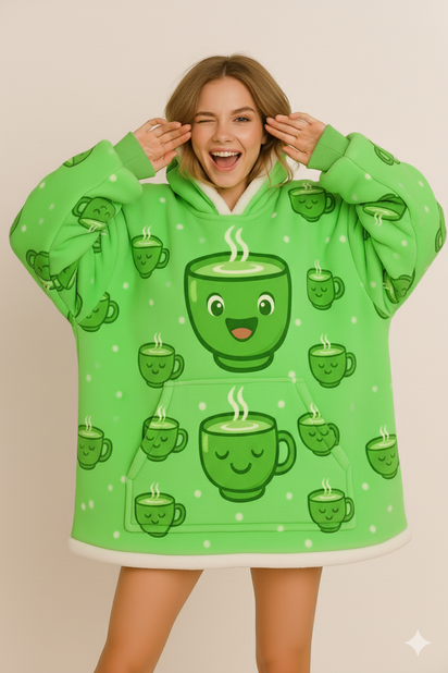 woozies™ Orginal - Giant Thick Fluffy Maccha Cup Hoodie Blanket