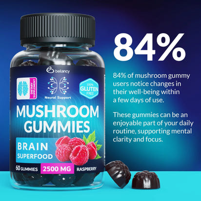 Mushroom Gummies Lion's Mane and Reishi for Cognitive Clarity 60 Gummies