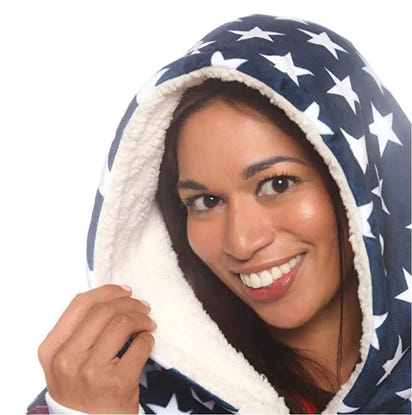 Flag Hoodie Blanket for Cozy Home Use